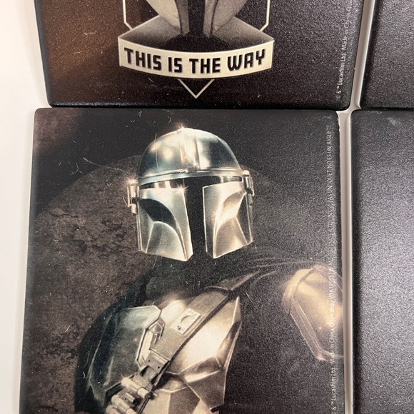 Mandelorian 4 piece coaster set with helmet coffee cup! - Picture 3 of 14